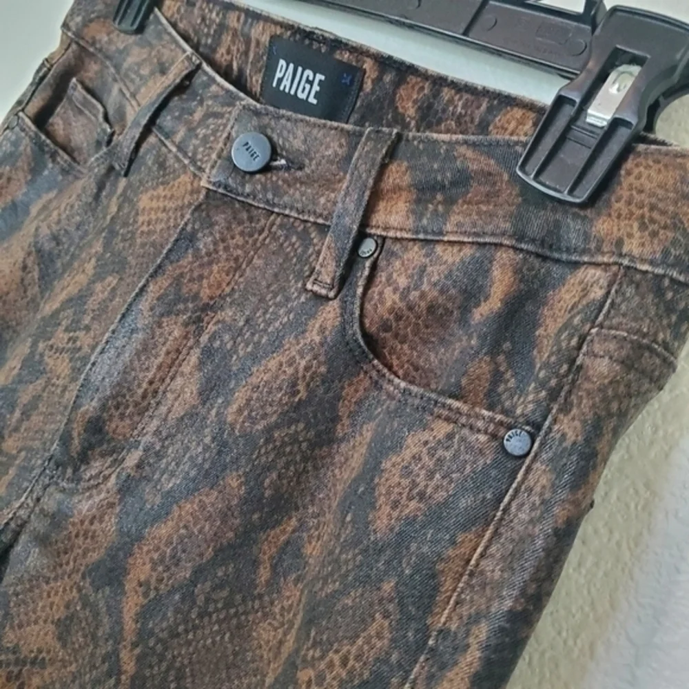 PAIGE Hoxton Ultra Skinny Snake Print Jeans in Coated Stretch‎ Denim